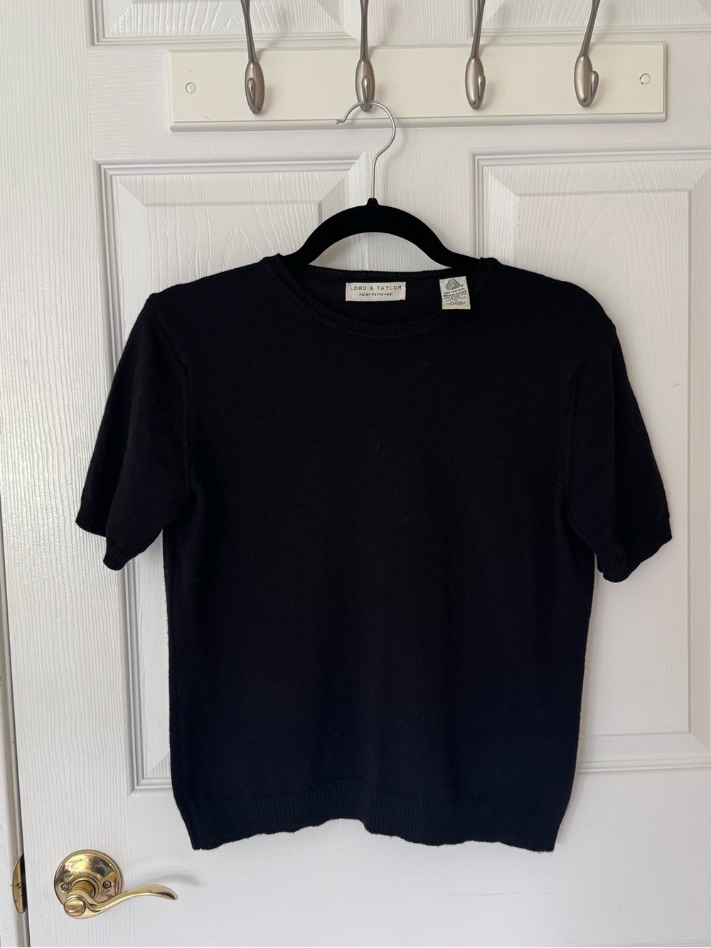 Lord & Taylor Black Merino Wool Crewneck Top - Picture 1 of 3